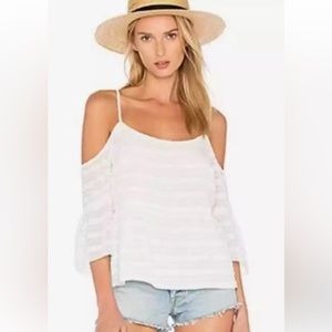 1. STATE White Cold Shoulder Strap Boho Flowy Cute Chic Top Shirt XS